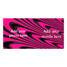 Fuchsia Peacock Feathers Fractal Personalized Photo Card