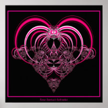 Fuchsia Pink Heart Fractal Poster