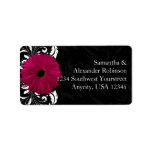 Fuchsia Scroll Gerbera Daisy w/Black and White Address Label