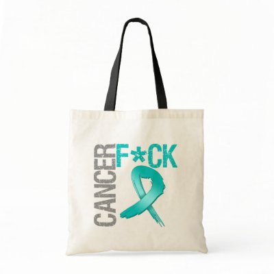 Fuck Cancer - Ovarian Cancer Tote Bag by cancerapparel