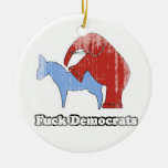 Fuck Democrats Faded.png Christmas Ornaments