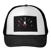 FUEL GAUGE EMPTY FULL BLACK WHITE RED TRAVEL MESH HATS