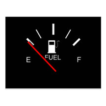 FUEL GAUGE EMPTY FULL BLACK WHITE RED TRAVEL POSTCARDS