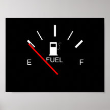 FUEL GAUGE EMPTY FULL BLACK WHITE RED TRAVEL POSTERS