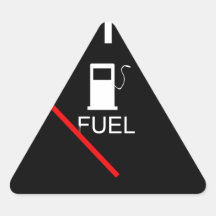 FUEL GAUGE EMPTY FULL BLACK WHITE RED TRAVEL TRIANGLE STICKER
