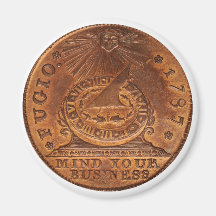 Fugio Cent Mind Your Business Copper Penny Fridge Magnet