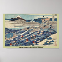 Fuji chez Kanaya par Katsushika, Hokusai Affiches
