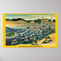 Fuji chez Kanaya par Katsushika, Hokusai Affiches