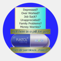 Fukitol, le travail ne suce, au-dessus de travaill adhésif rond