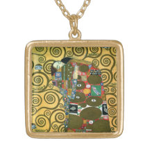 Fulfilment (The Embrace) by Gustav Klimt Custom Necklace