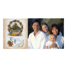 Full Colour Vintage Post Card Thanksgiving Photos Photo Card Template