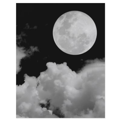 FULL MOON CLOUDS BLACK AND WHITE by VoXeeD