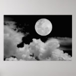 FULL MOON CLOUDS BLACK AND WHITE posters