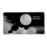 FULL MOON CLOUDS BLACK AND WHITE SHIPPING LABELS