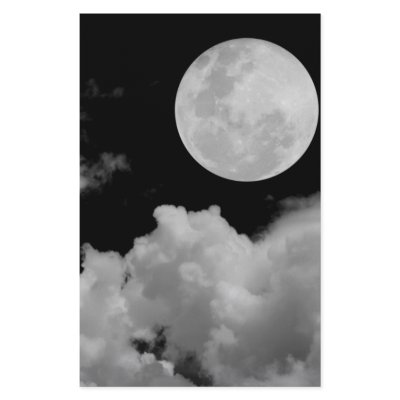 FULL MOON CLOUDS BLACK AND WHITE by VoXeeD