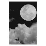 FULL MOON CLOUDS BLACK AND WHITE stationery