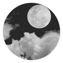 FULL MOON CLOUDS BLACK AND WHITE