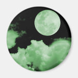FULL MOON CLOUDS GREEN FRIDGE MAGNETS