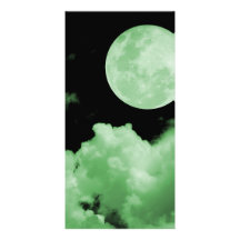 FULL MOON CLOUDS GREEN PHOTO CARD TEMPLATE
