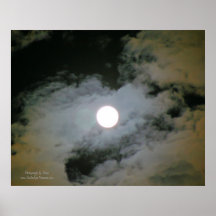 Full Moon Clouds Night Sky Nature Poster Print