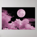 FULL MOON CLOUDS PINK POSTER