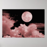 FULL MOON CLOUDS RED POSTERS