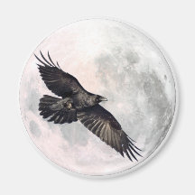 Full Moon Crow Fridge Magnet