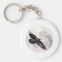Full Moon Crow Keychain