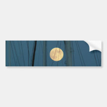 Full Moon Over A Marina Bumper Stickers