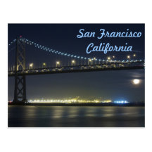 Full Moon Rising Under San Francisco Bay Bridge Post Card