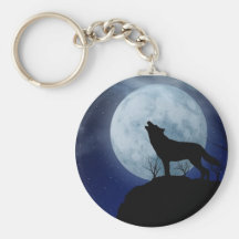 Full Moon Wolf Keychain