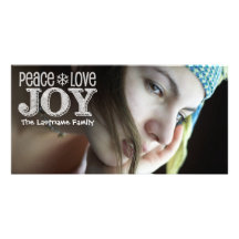 Full Photo Peace Love Joy Christmas Photo Card Template