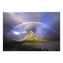 Full rainbow and stormy sky over Grinnell Art Photo