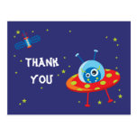 Fun alien ufo spaceship boys thank you postcard