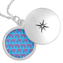 Fun and Bold Chevron Elephants on Teal Pendants