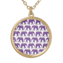 Fun and Bold Chevron Elephants on White Necklace