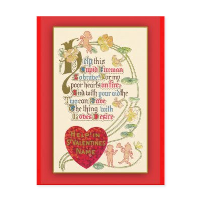 Fun Antique Illustration Valentine's Day Greeting Postcard by CustomizeACard