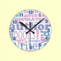 Fun Author Sayings wall clocks