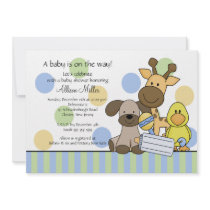 Fun Baby Animals Boy Baby Shower Invitation