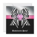 Fun Bachelorette Party Invite Zebra Bow Pink
