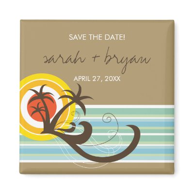 Fun Beach Holiday Save The Date / Thank You Magnet by fat_fa_tin