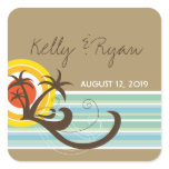 Fun Beach Holiday Wedding Party Gift Tag Sticker