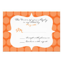 Fun Big Orange Polka Dots Wedding RSVP Reply Card