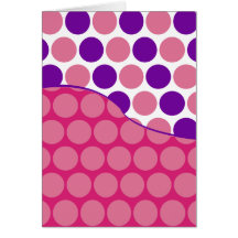 Fun Big Pink and Purple Polka Dots Wave Pattern Card