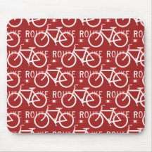 Fun Bike Route Fixie Bicycle Cyclist Pattern Red Mouse Pads