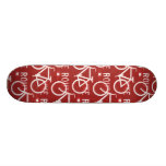 Fun Bike Route Fixie Bicycle Cyclist Pattern Red Skate Boards