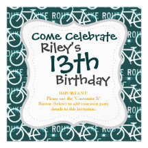 Fun Bike Route Fixie Bike Cyclist Pattern Custom Invitations