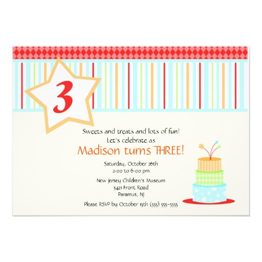 Fun Birthday Cake Birthday Invitation