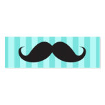 Fun black moustache on aqua stripes business card