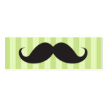 Fun black moustache on green stripes business card